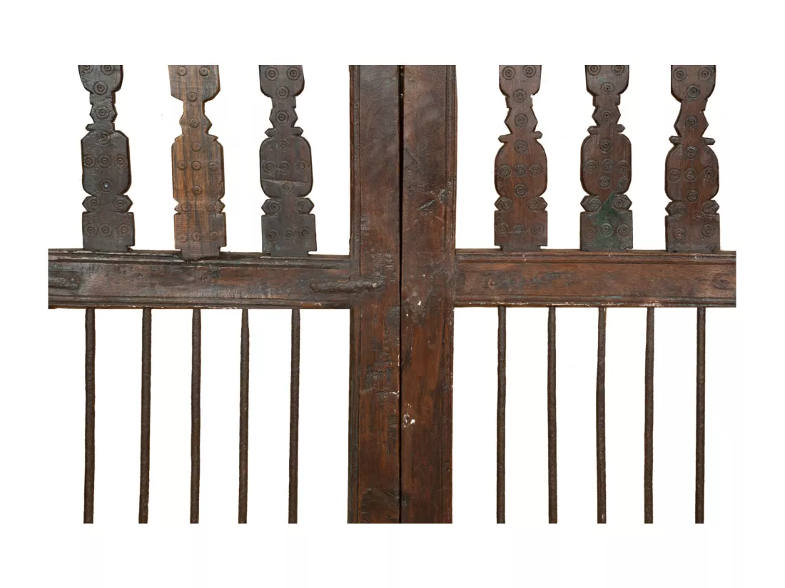 BISCOTTINI Portail - Bois Massif et Fer Finition Antique - Clôture en Fer - Portail en Métal - Porte Décorative - Portail d'Entrée - Clôture en Bois - Intérieur et Extérieur - 86x6x105cm