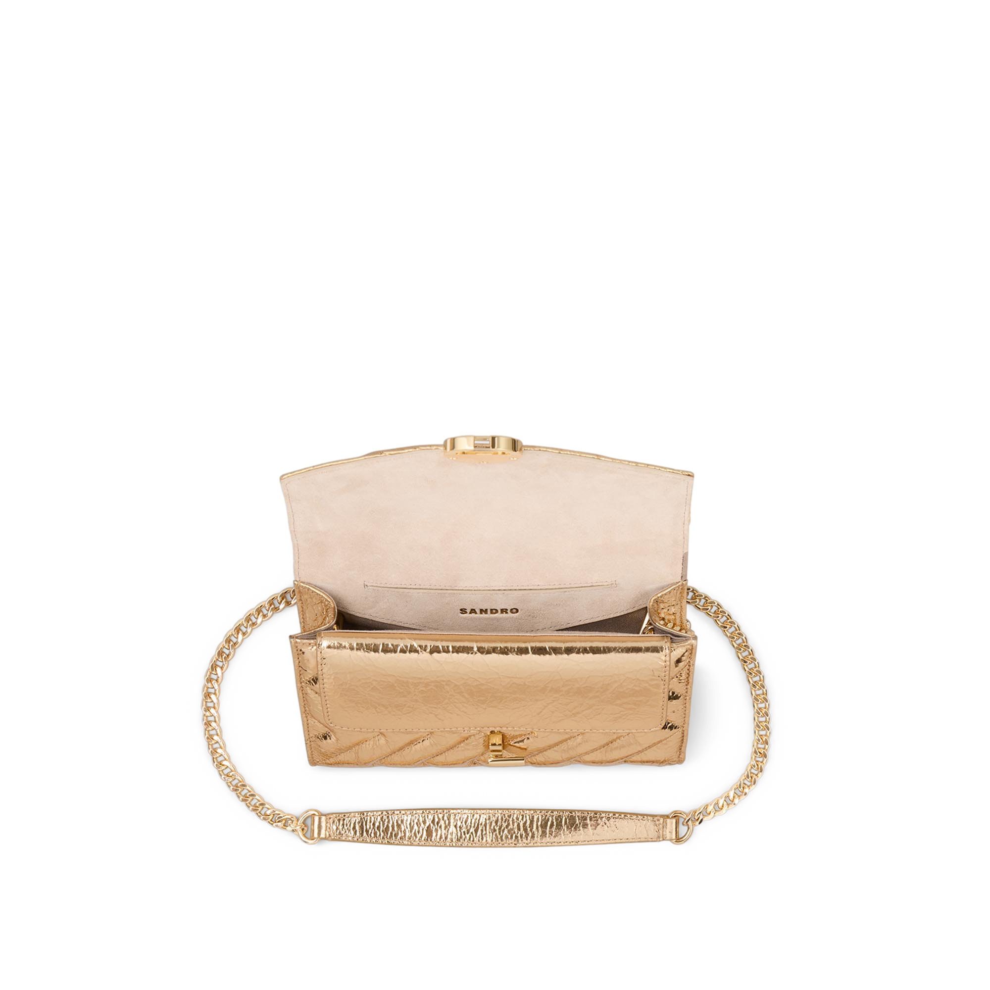 Pochette matelassée en cuir | Doré