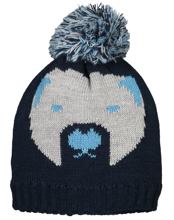 Strick-Bommelmütze EISBÄR in marine
