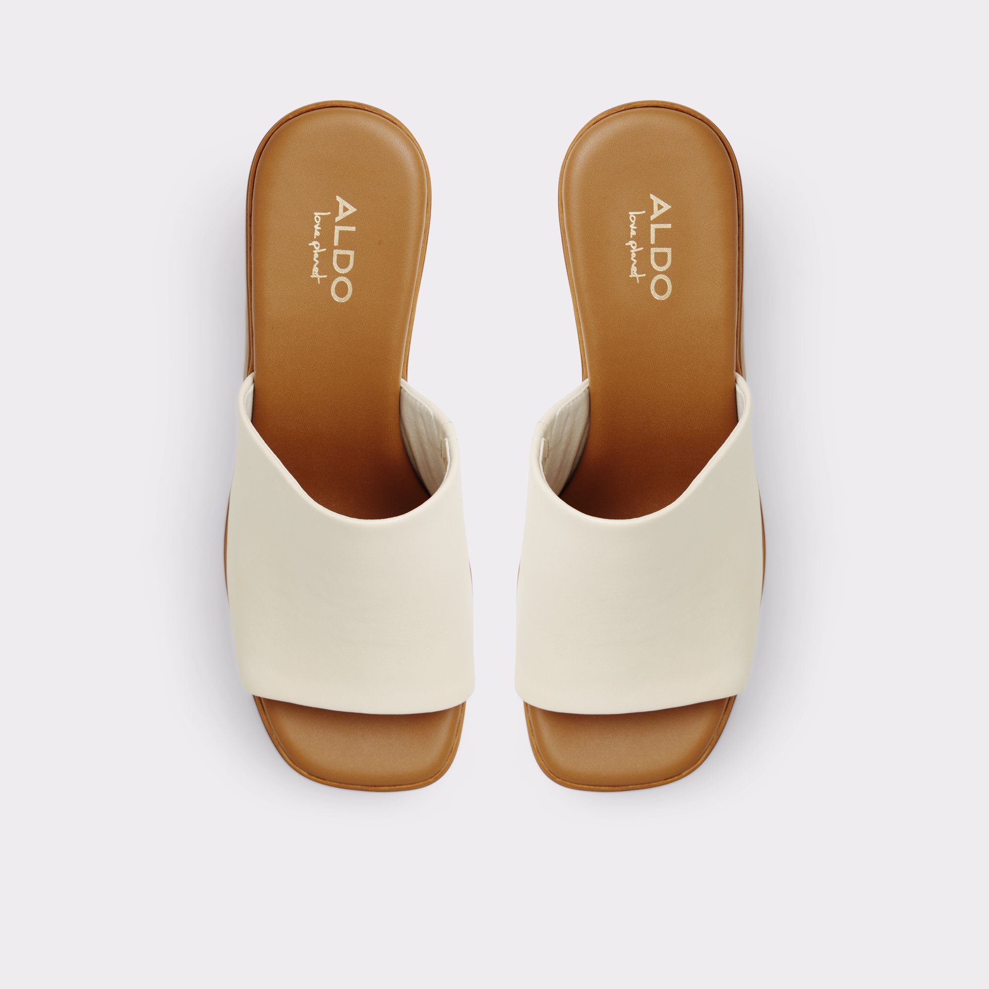 Maysee White Leather Smooth Women Mule Shoes