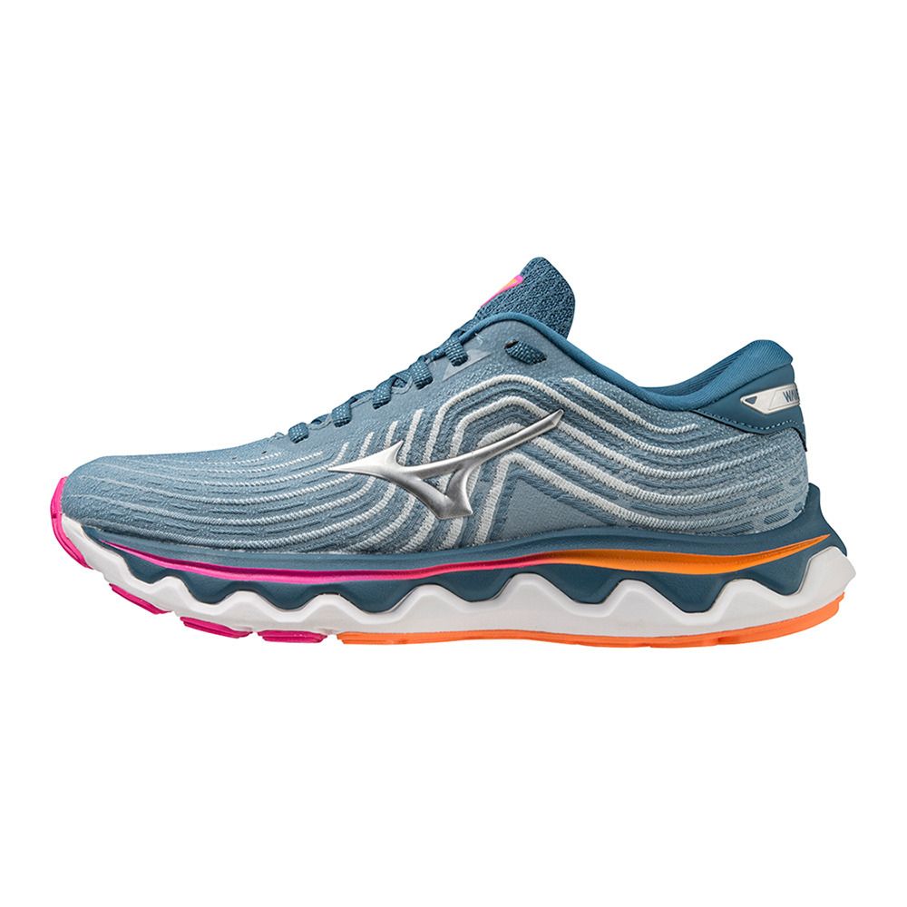 Mizuno WAVE HORIZON 6 - Chaussures running Femme blue ashes/silver/807 c
