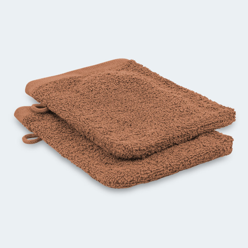 Lot de 2 gants de toilette 'Loca' terracotta