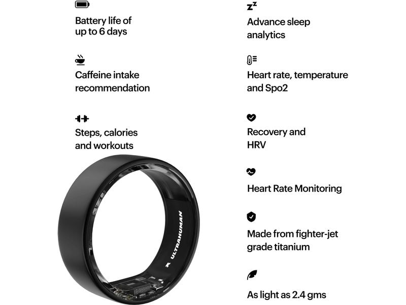 Ultrahuman Ring AIR Grösse: 8, Dunkelgrau Smartring