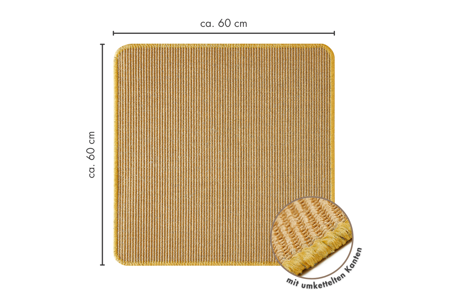 Sisal krabmat 60 x 60 cm in naturel