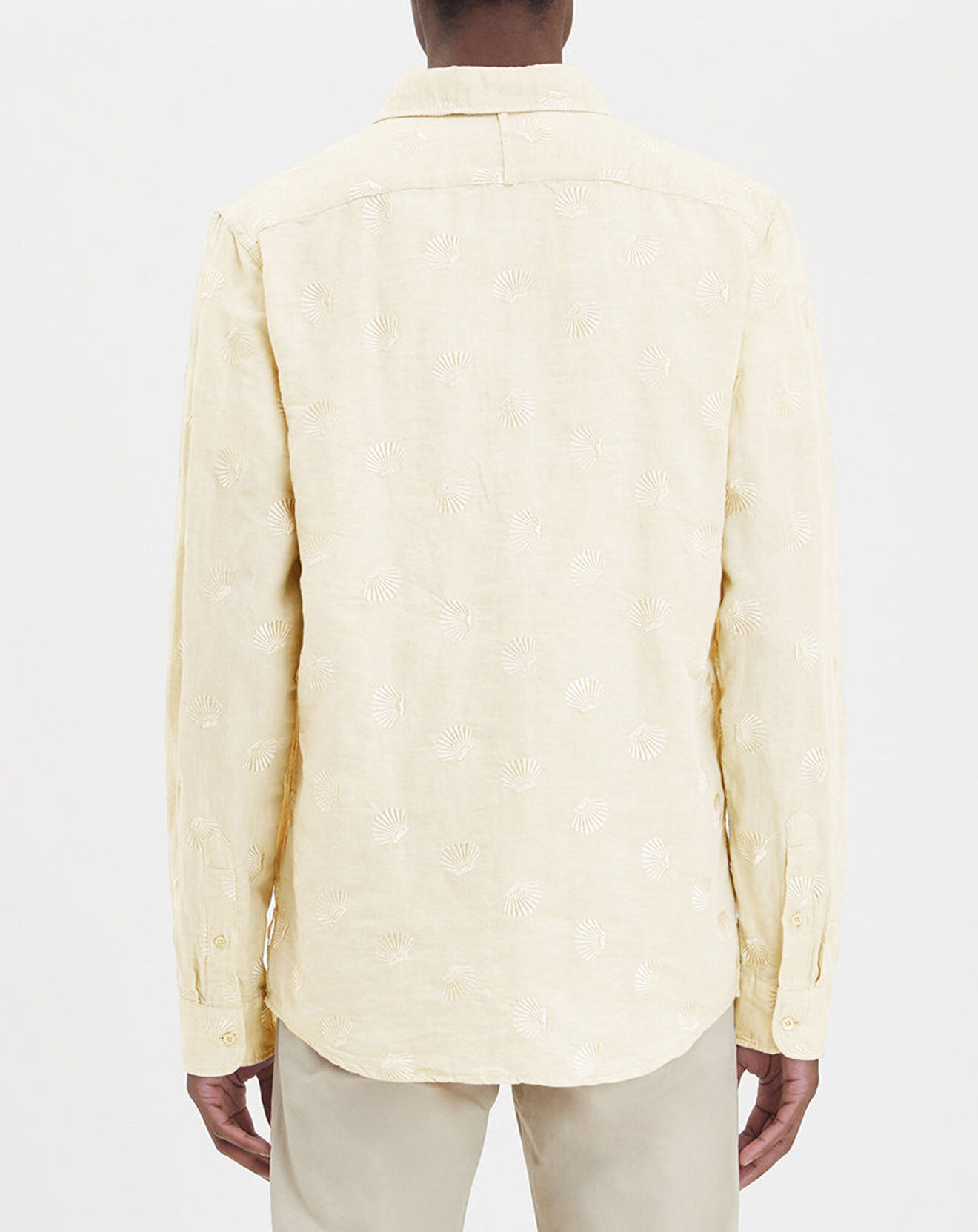 Scotch & Soda Chemise en Lin & Coton bio Regular Fit Relax brodée beige clair