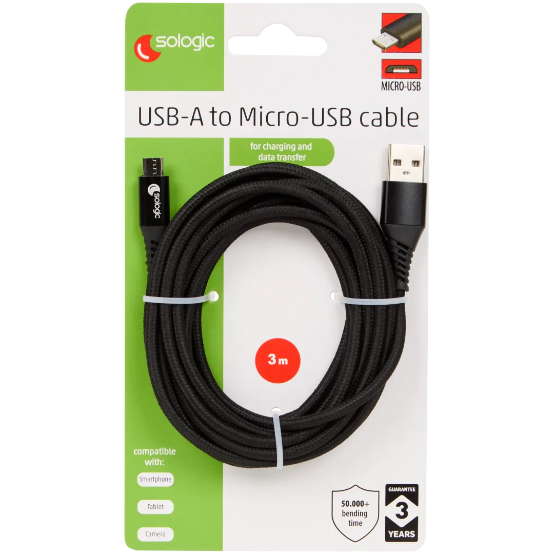 Câble de charge et de transfert de données Sologic Micro-USB
