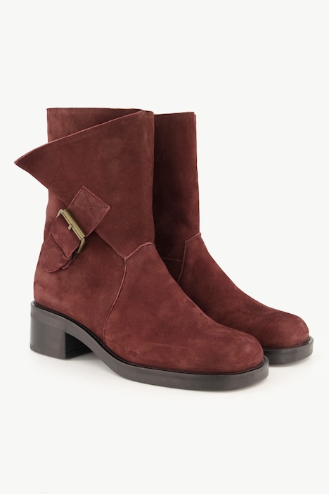 Leder-Boots, Veloursleder, Zipper, Wechselfußbett, Weite H