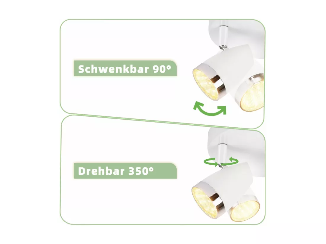 NETTLIFE Spot de plafond LED 3 ampoules moderne 4W blanc blanc chaud 3000K