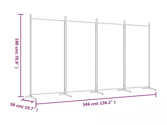 Cloison de séparation 4 panneaux Anthracite 346x180 cm Tissu