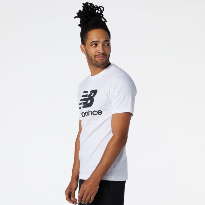 New Balance Herre Trøjer Essentials Stacked Logo SS Tee Hvid