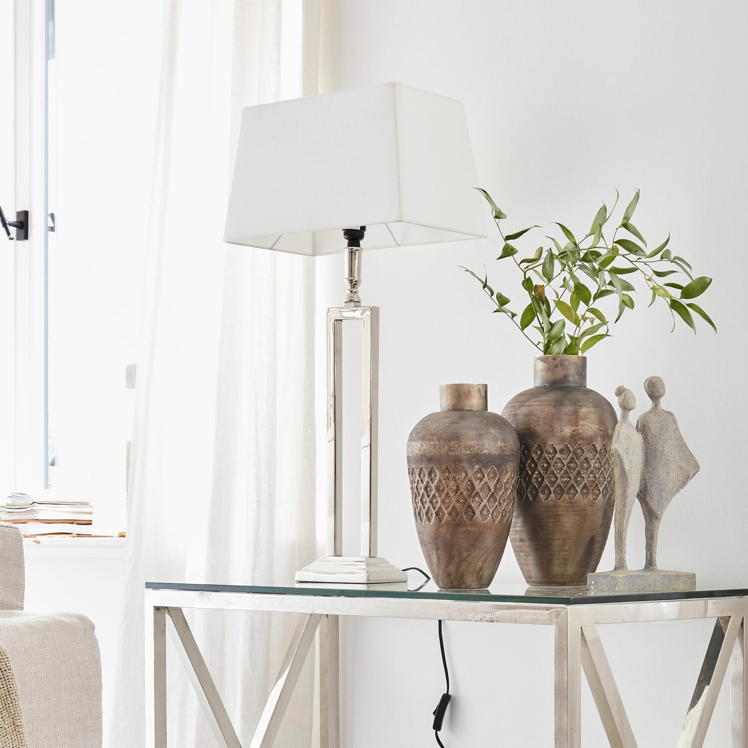 Tischlampe Kinshaa creme/silber