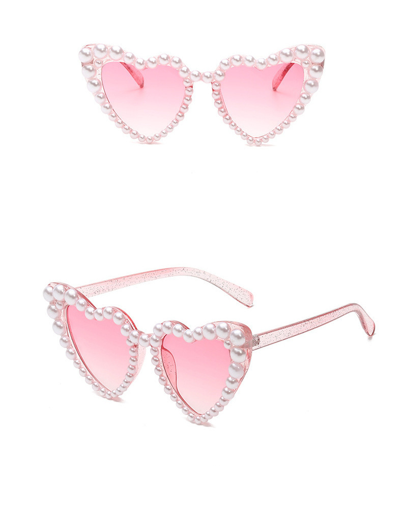 Photo Booth Herz Party Sonnenbrille Perlen Fotorequisite Foto Accessoire Dekoration für Junggesellinnenabschied / Hochzeit - Rosa