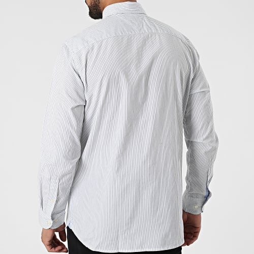 Chemise A Manches Longues Natural Soft Poplin 6863 Blanc Bleu Clair