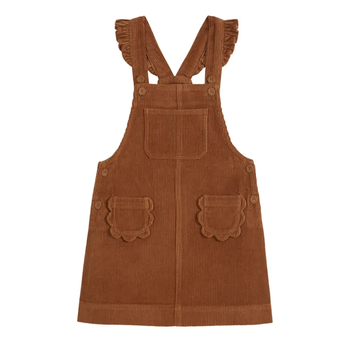 Emile et Ida Robe Tablier Velours Côtelé | Caramel