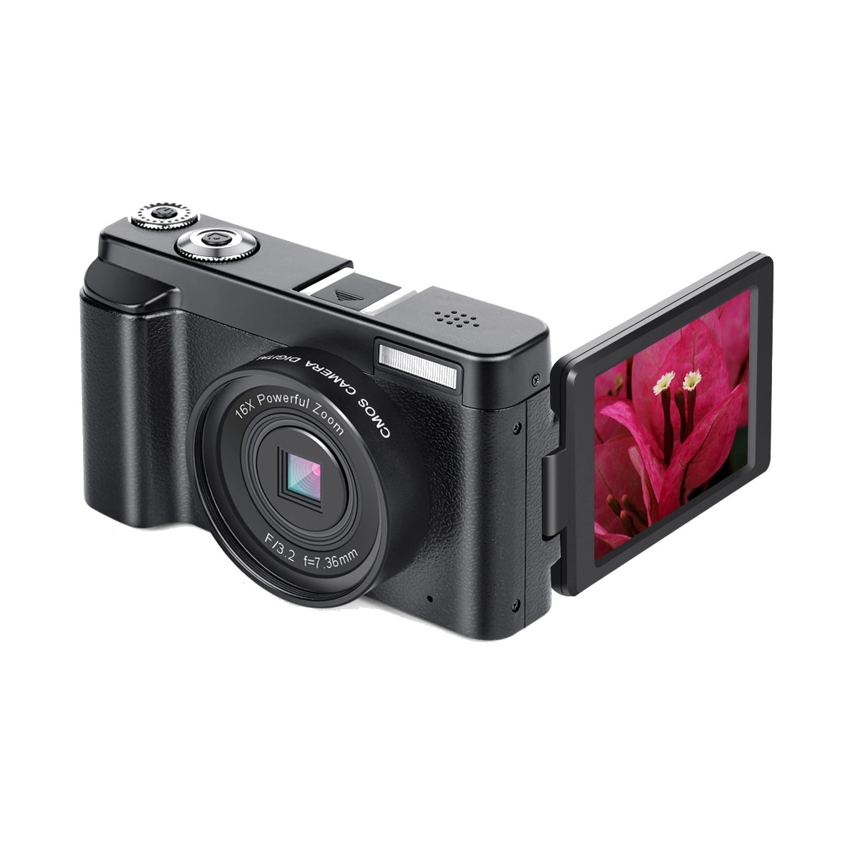 Digitalkamera 4K 48MP 3,0 tommer IPS fast fokus Sort