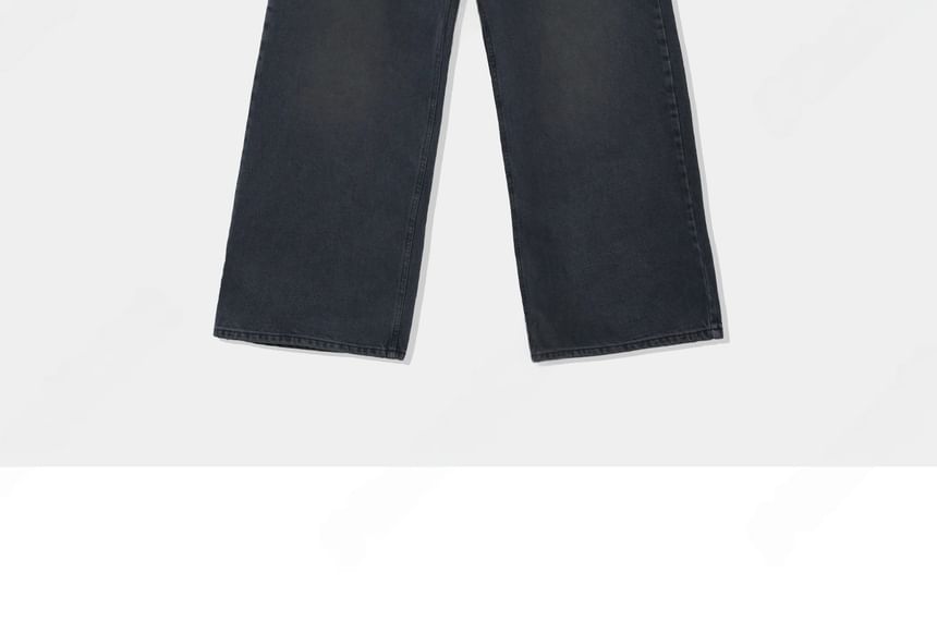 SeoulPop - High-Waist Washed Loose-Fit Jeans