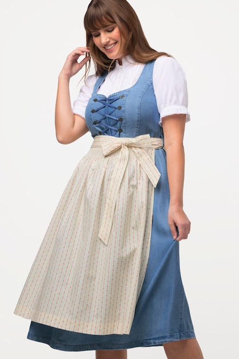 Dirndl, Lyocell, 2 Schürzen, Carree-Ausschnitt, ärmellos