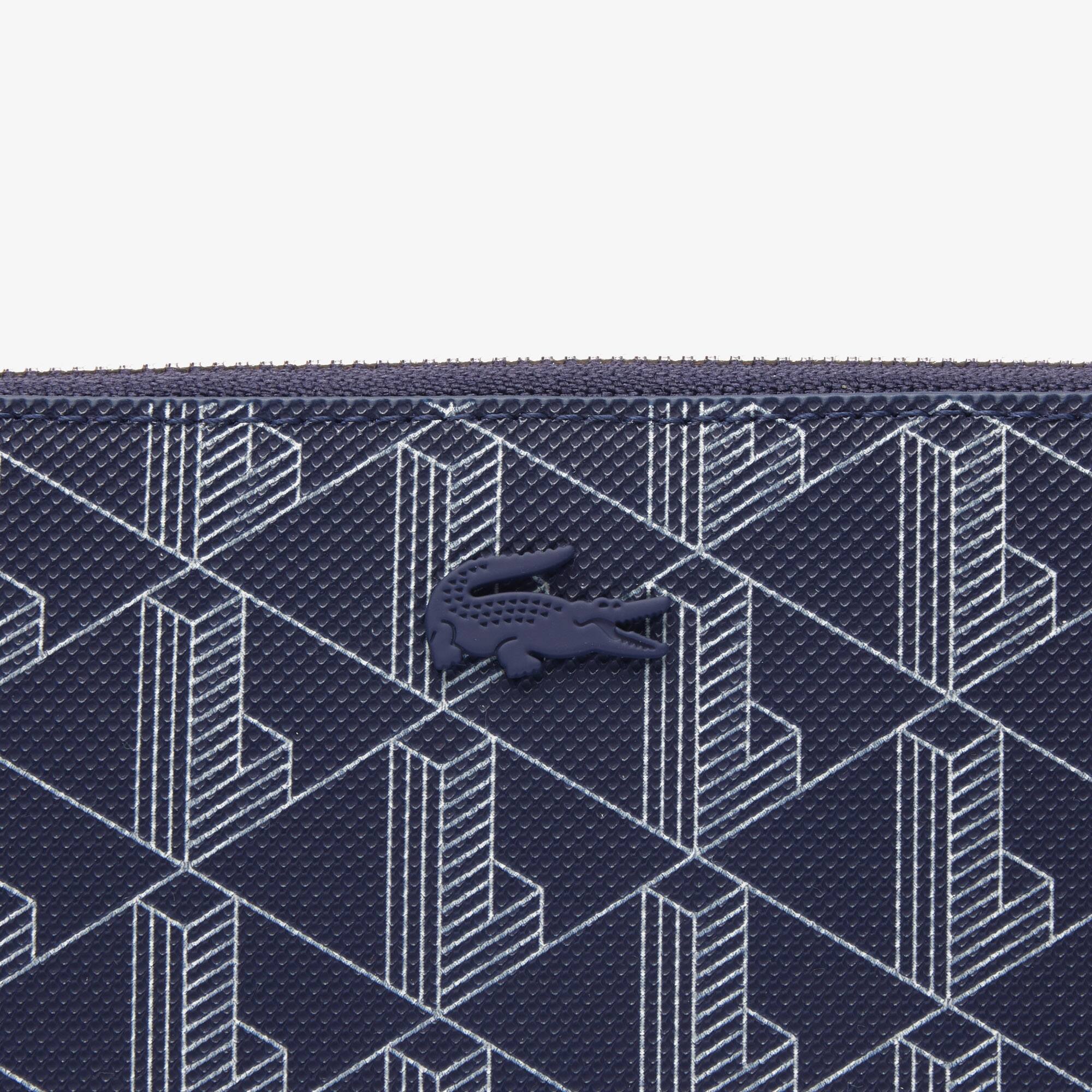 Portefeuille zippé femme Lacoste imprimé monogramme Portefeuilles & Petite Maroquinerie - Bleu - Lacoste - Femme