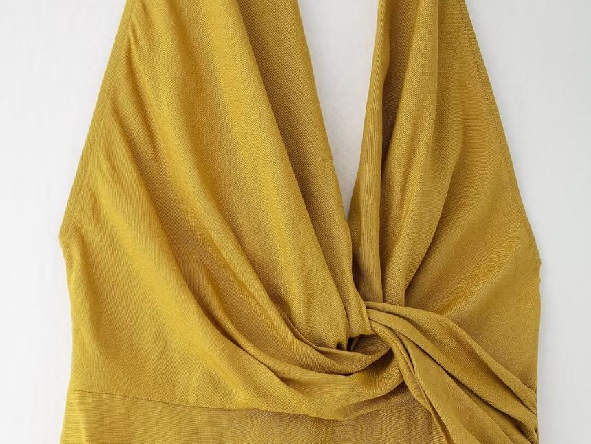 Asaiyoyo - Halter Effen Maxi Schede Jurk