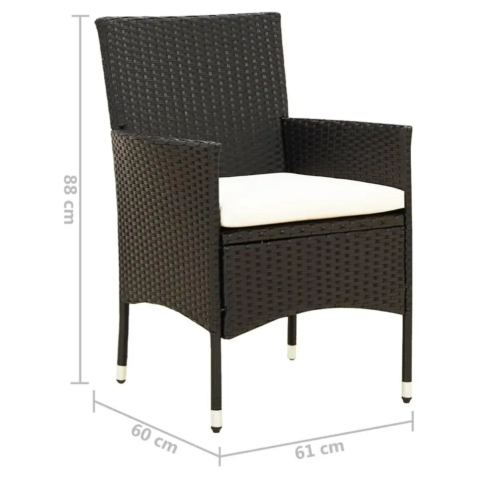 vidaXL - Buitenstoel - Kussens - Zwart - Poly rattan - 2 stuks