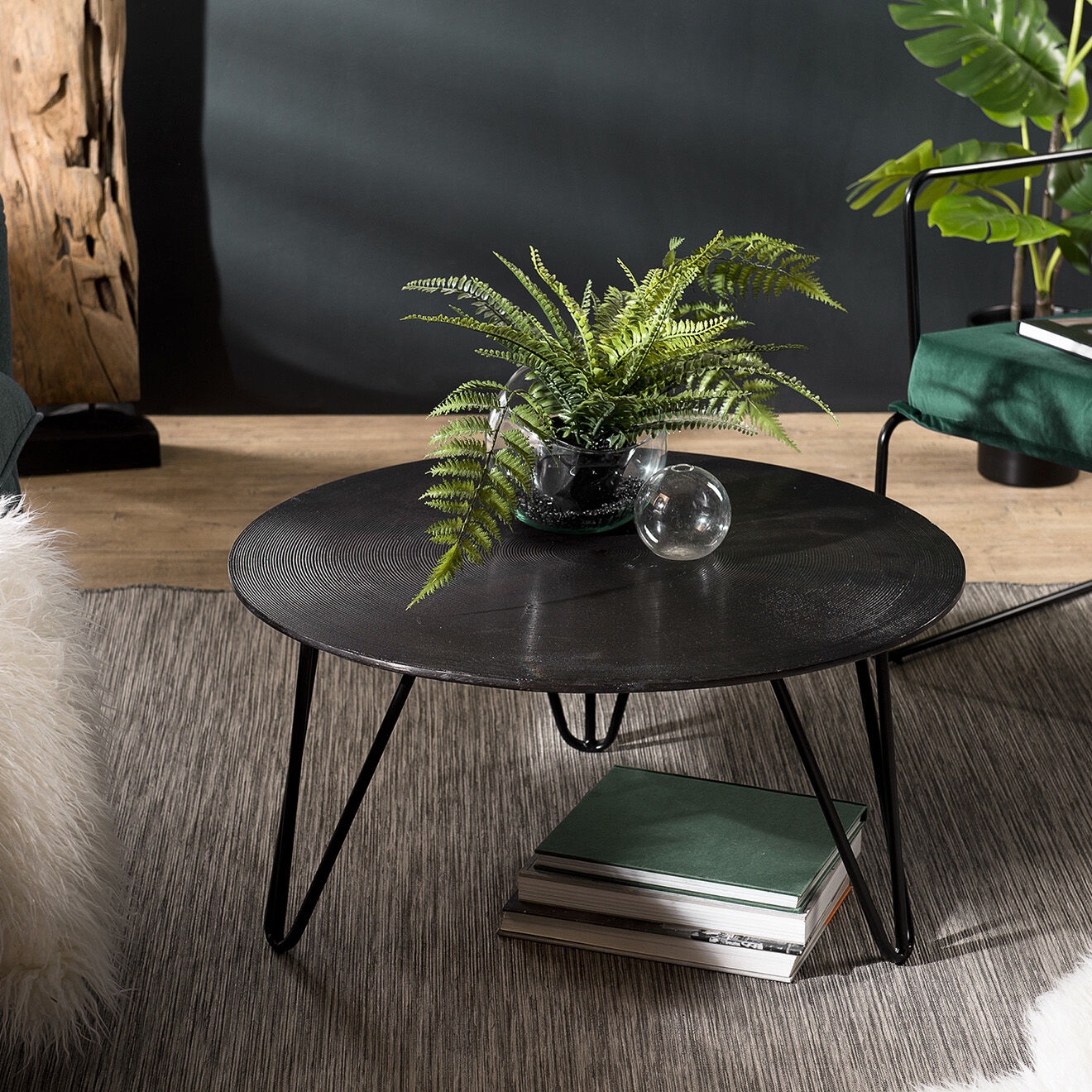 Macabane Table basse ronde Jonas noire - D.75xH.37 cm