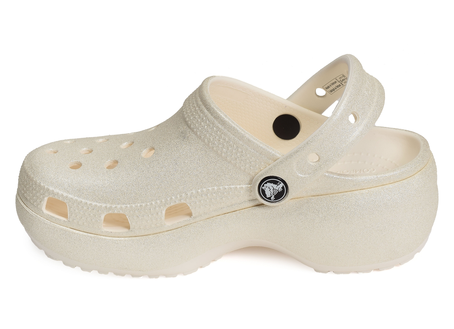 Classic platform glitter clog blanc