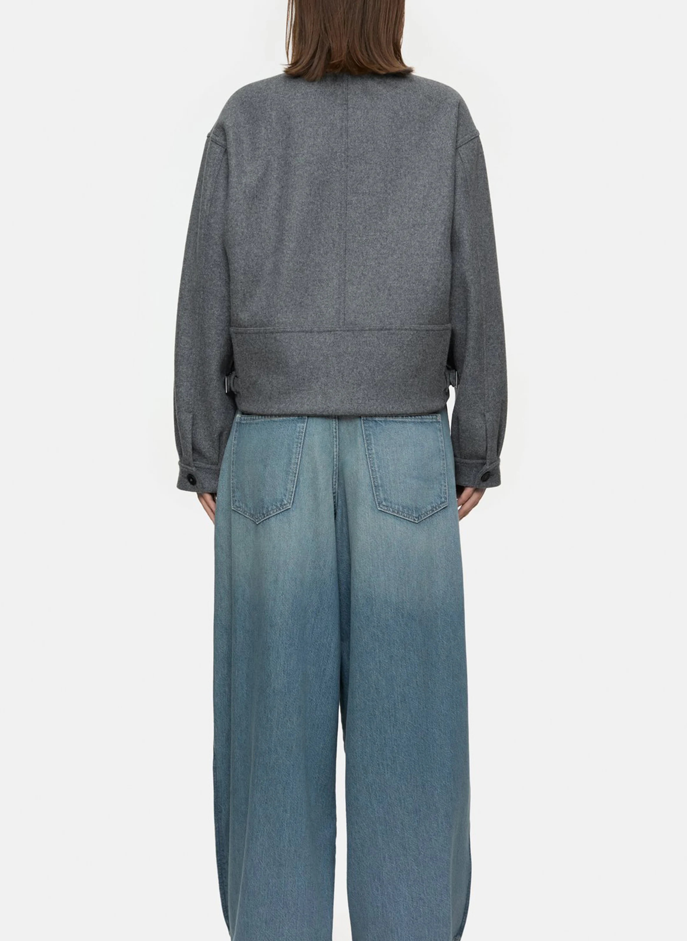 Veste col chemise en laine mélangée | Gris