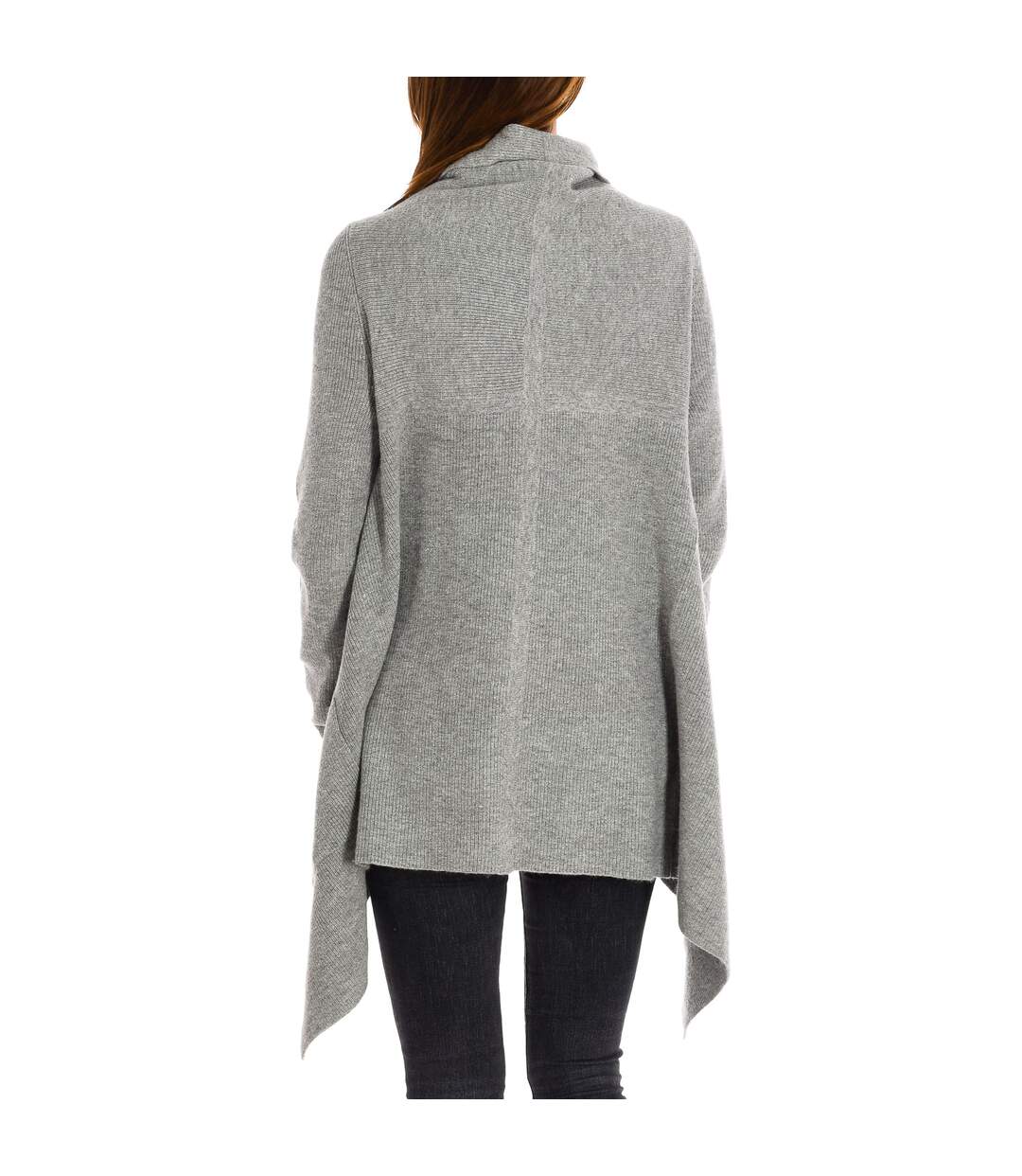 Knitted cardigan with front safety pin closure 8474 woman