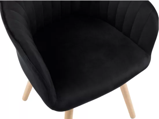 Chaise avec accoudoirs en velours et métal effet bois - Noir - ELEANA