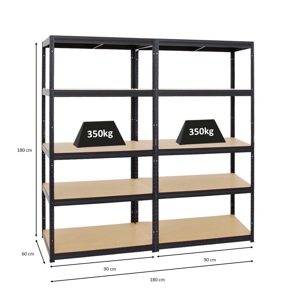 PROREGAL Mega Deal: 2x Heavy-Duty Plankenkast Slim Elephant M (HxBxD 180 x 90 x 60 cm) & 1x Hoogte Verstelbare Werkbank Big Dino (HxBxD 90 x 160 x 60 cm) Zwart