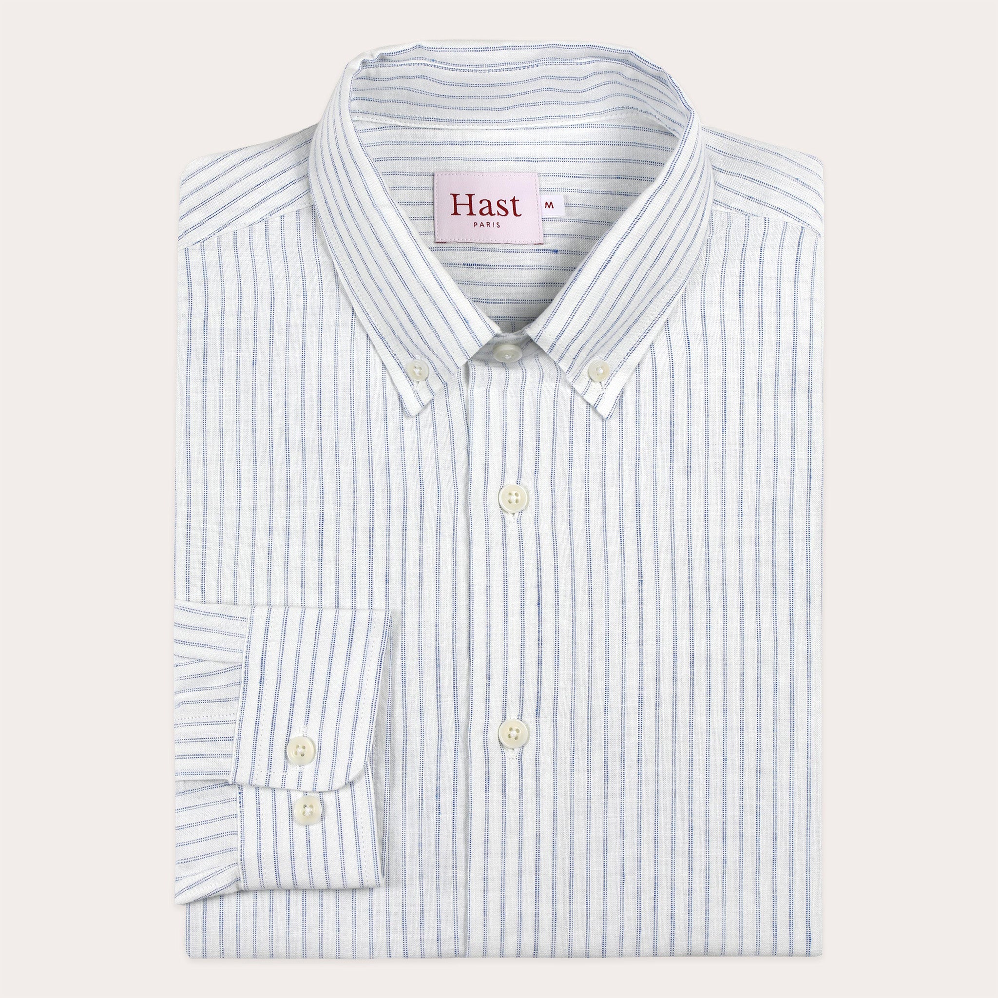 Blue striped cotton and linen shirt