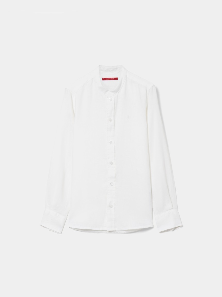 Camisa de linho gola mandarim