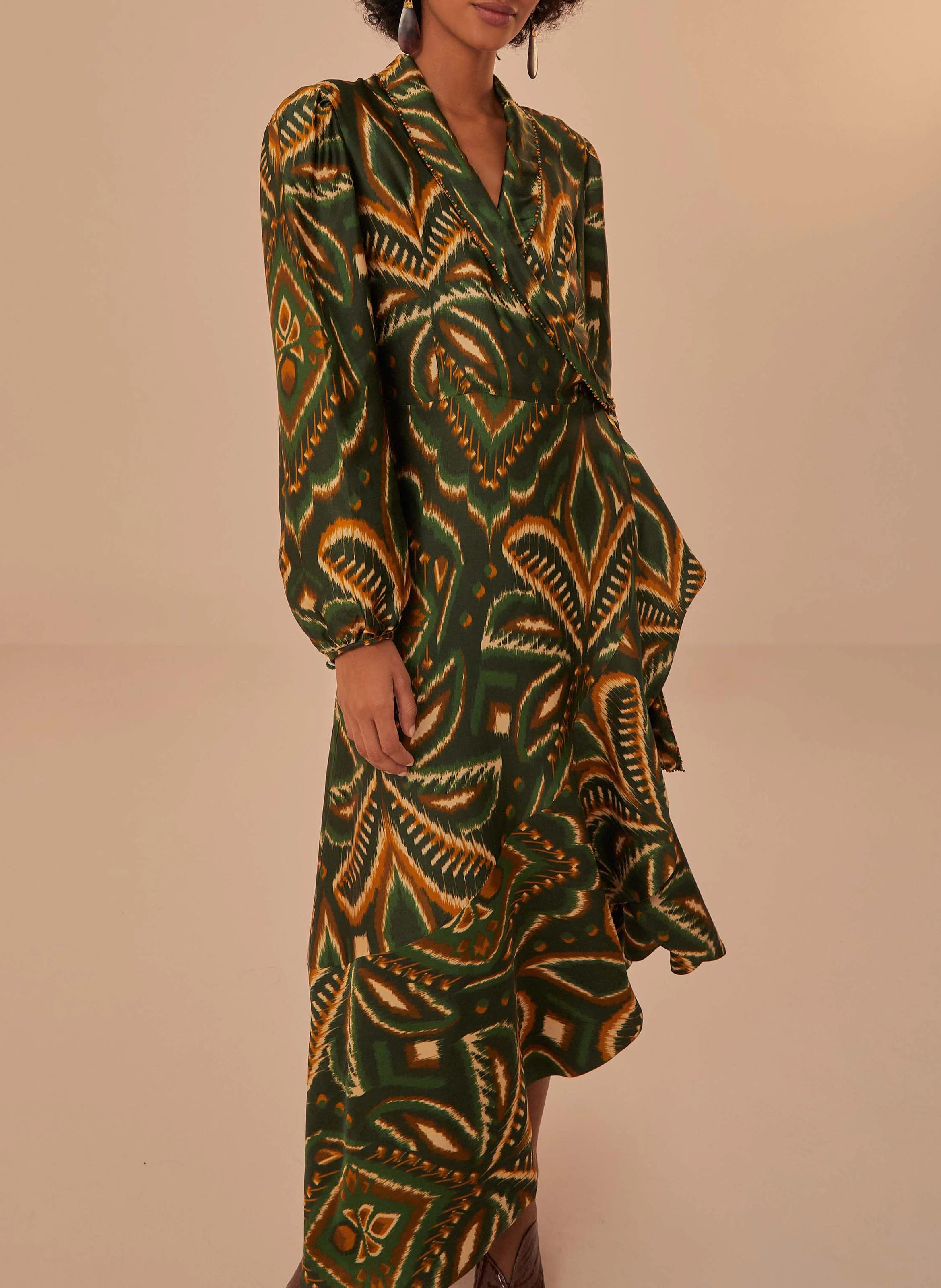 Robe longue imprimée | Vert