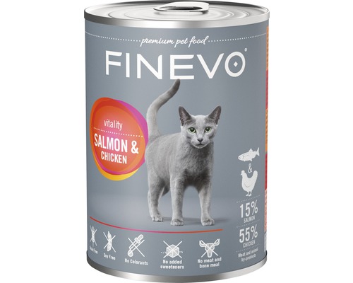 FINEVO Vitality Zalm en Kip Natvoer voor Katten 400g