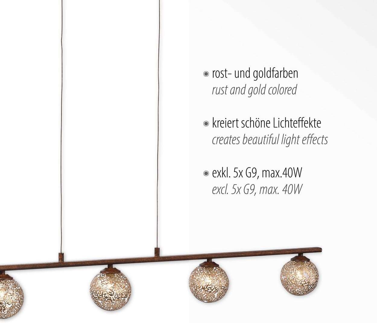 Paul Neuhaus GRETA Pendelleuchte rost 5x G9 Innenleuchte Hängelampe