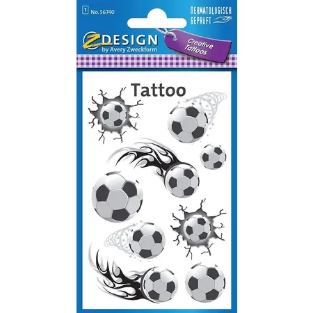 Avery Zweckform Z-Design 56740 Kinder Tattoos, Fußball, 9 Aufkleber