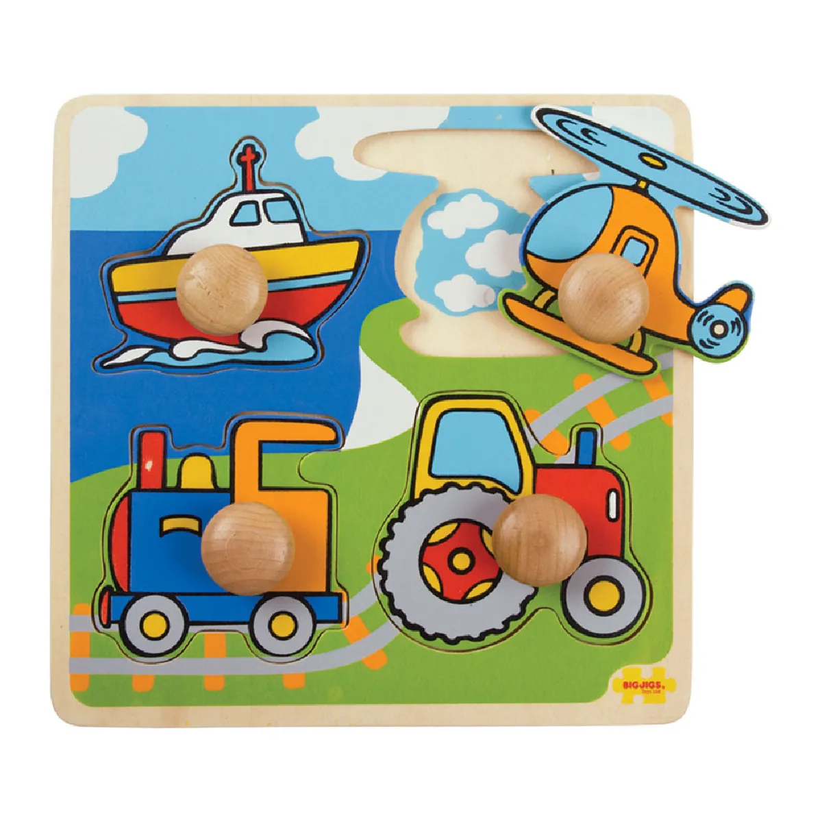 BIGJIGS TOYS Puzzle à chevilles en bois - Transport