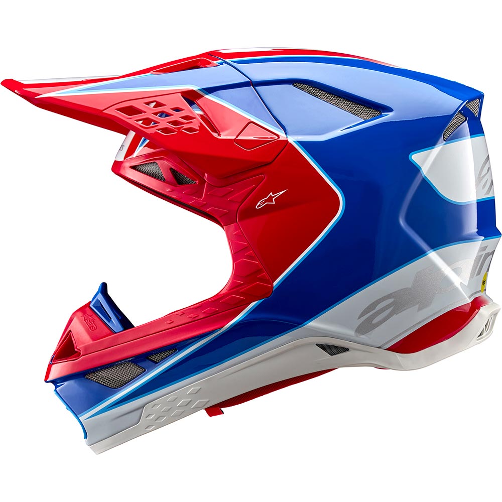 Alpinestars - Casque Supertech S-M10 Aeon Bleu / Rouge / Blanc / Brillant