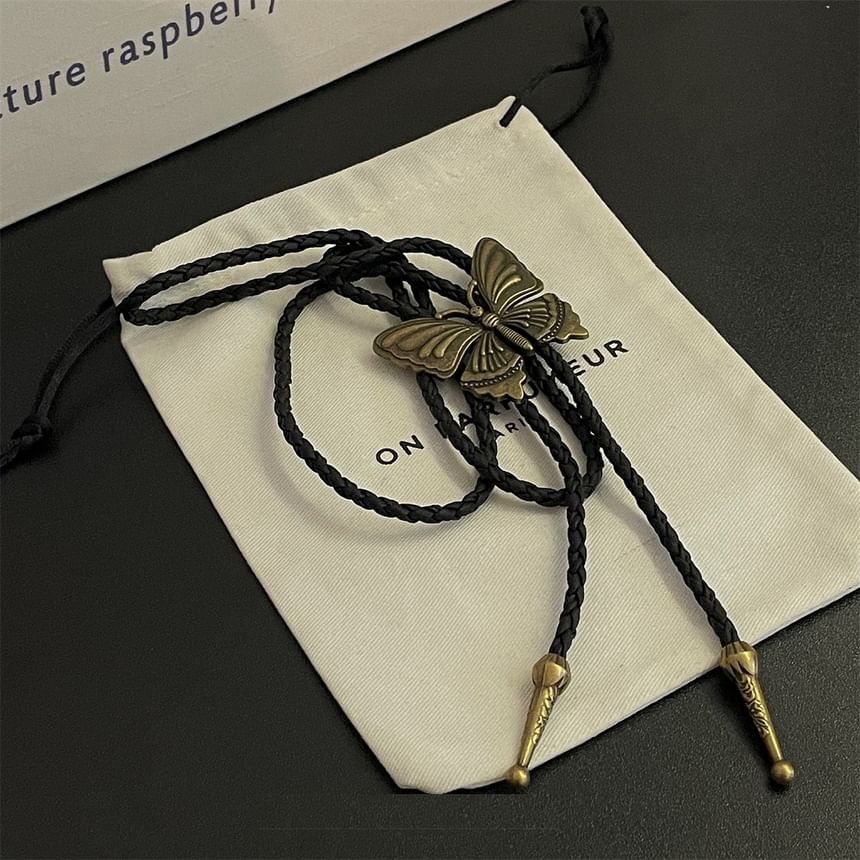 Lilafey - Vlinderlegering hanger gevlochten koord choker