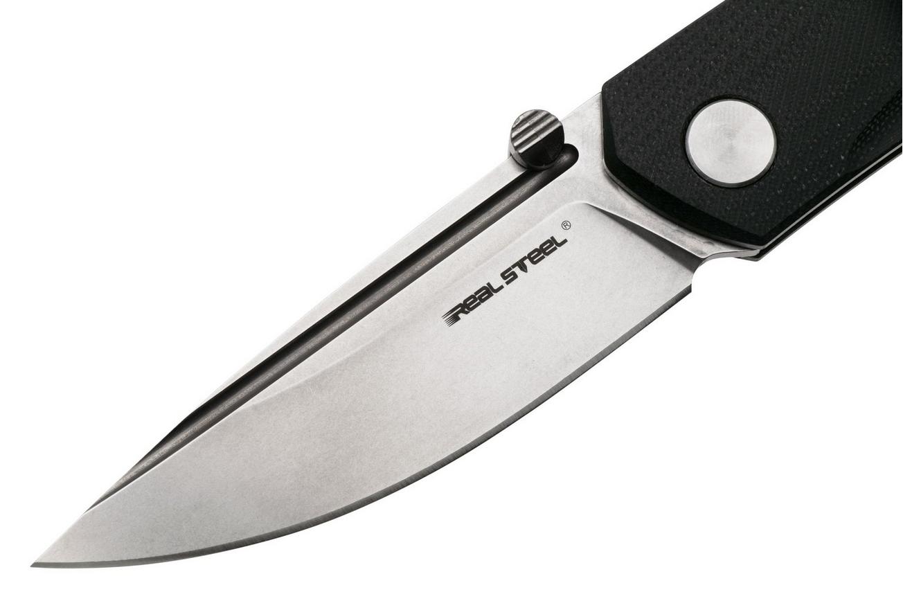 Real Steel Luna Maius 7091EB, 10Cr15CoMov, Black G10, zakmes, Poltergeist Design