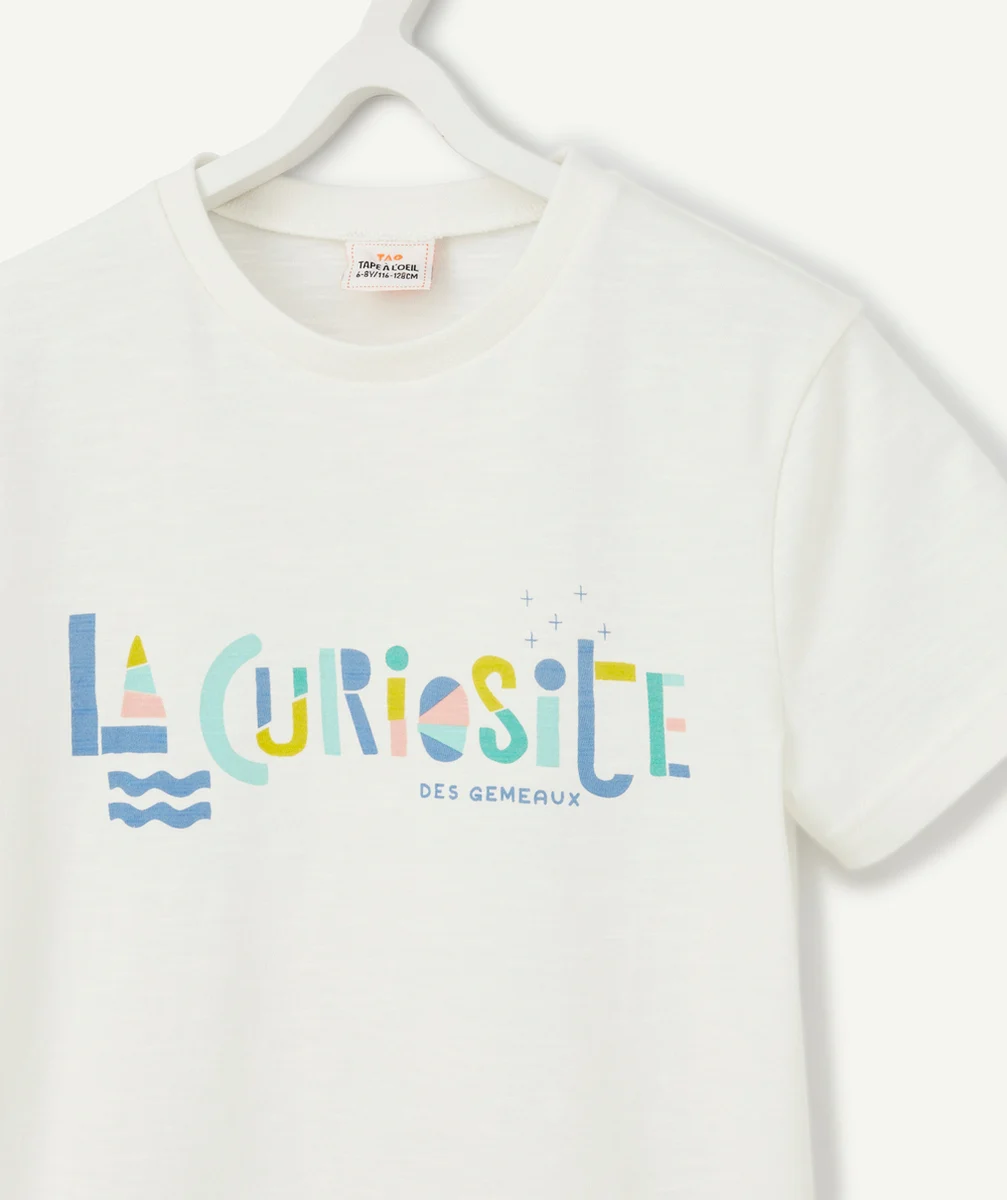 COSMIC VIBES - T-SHIRT BLANC GÉMEAUX EN COTON BIO ENFANT