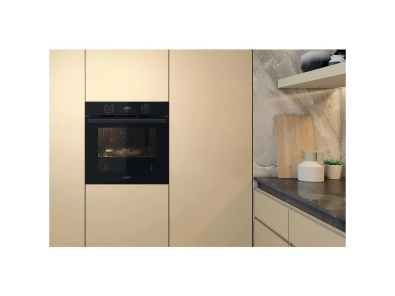 Whirlpool OMR58HU1B - Ovn - til indbygning - niche - bredde: 56 cm - dybde: 56 cm - højde: 58.3 cm - med selv-rengøring - Klasse A  - sort