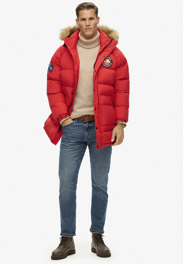 Superdry EVEREST LONGLINE BAFFLED PARKA Heritage red
