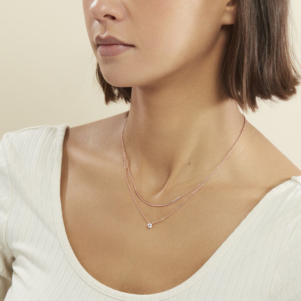 Collier Ruth Argent Rose Oxyde De Zirconium