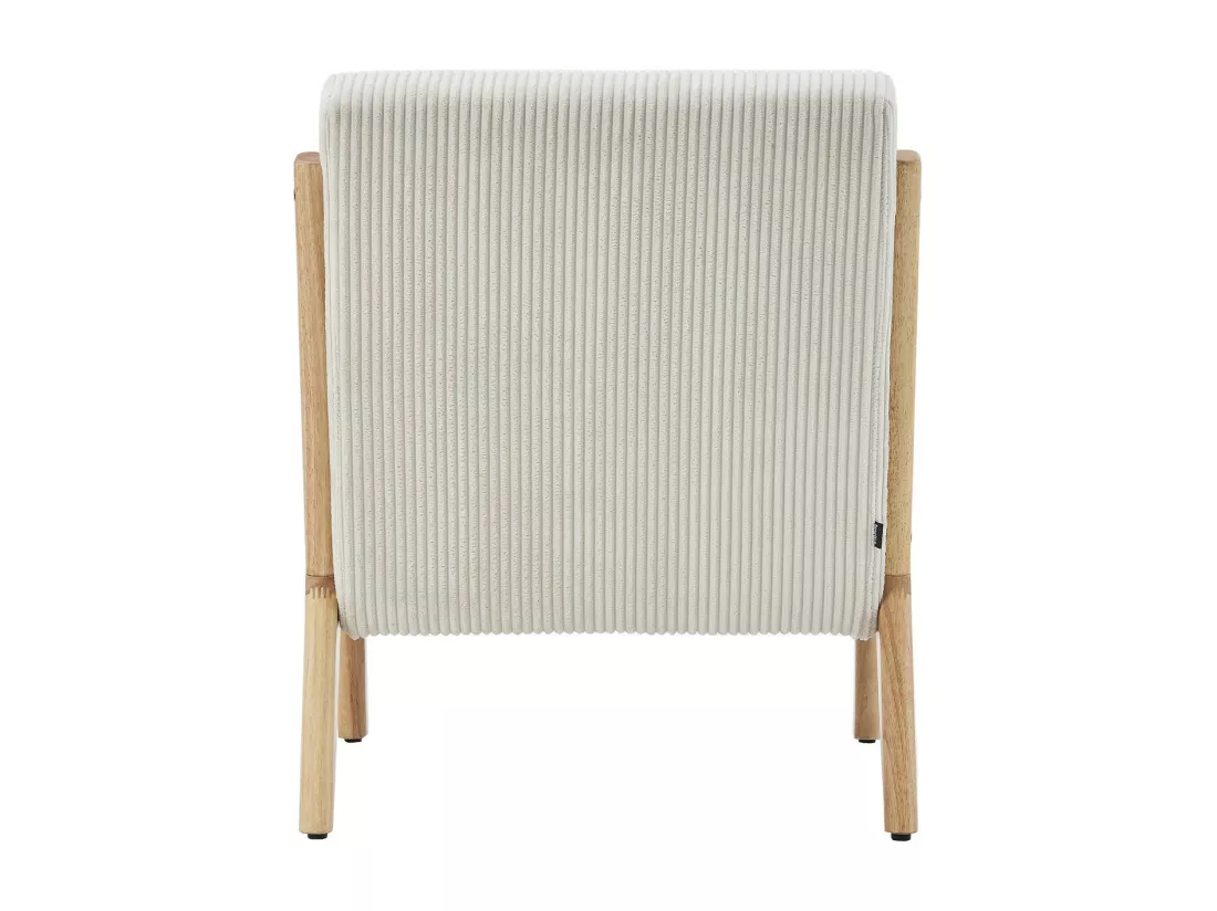 Fauteuil en bois et velours côtelé beige - Lanna
