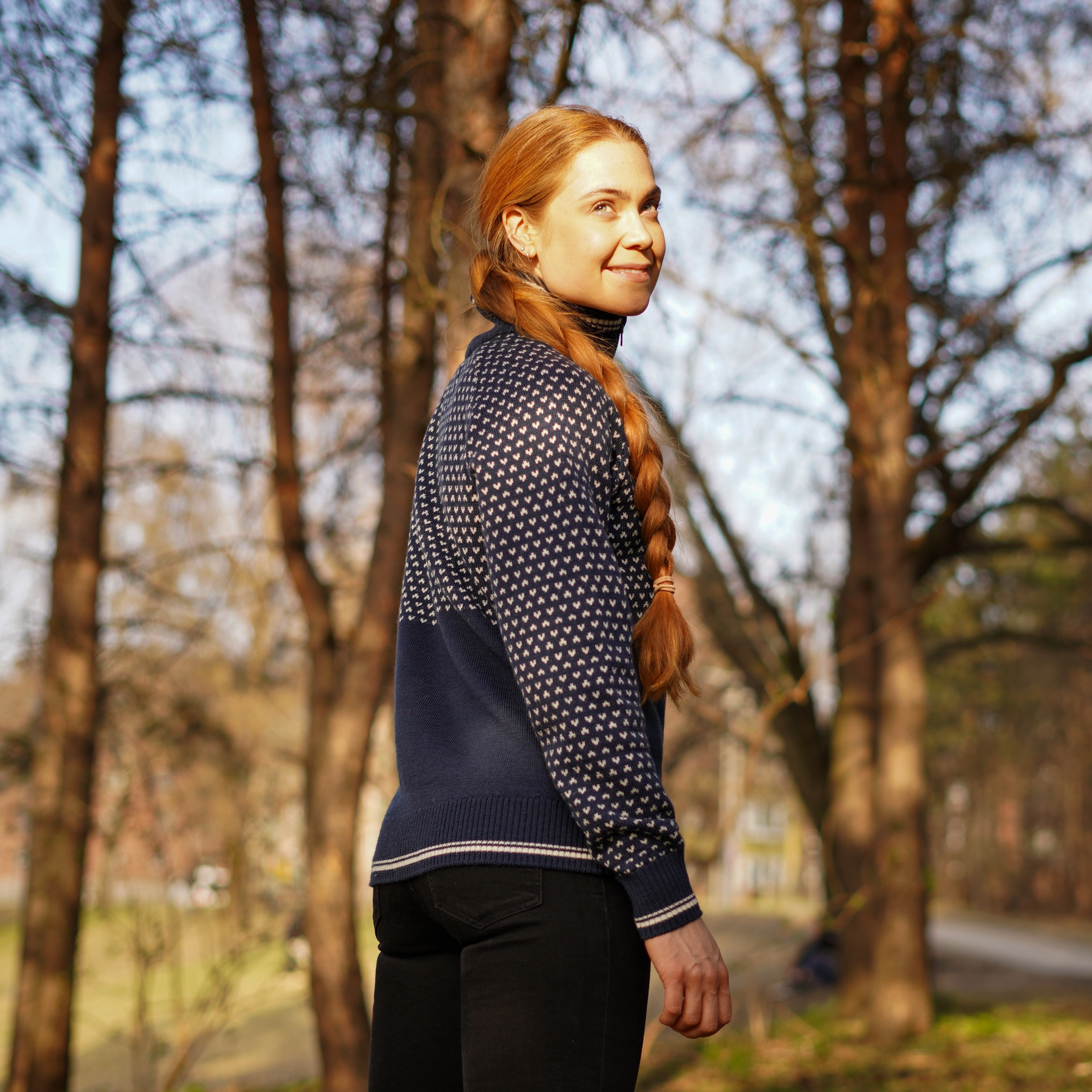Alvdal Wool W Half Zip Navy / Vanilla White