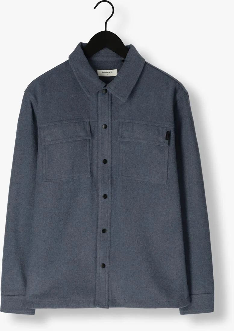 PUREWHITE blauwe purewhite overshirt wool look overshirt with pocket at front