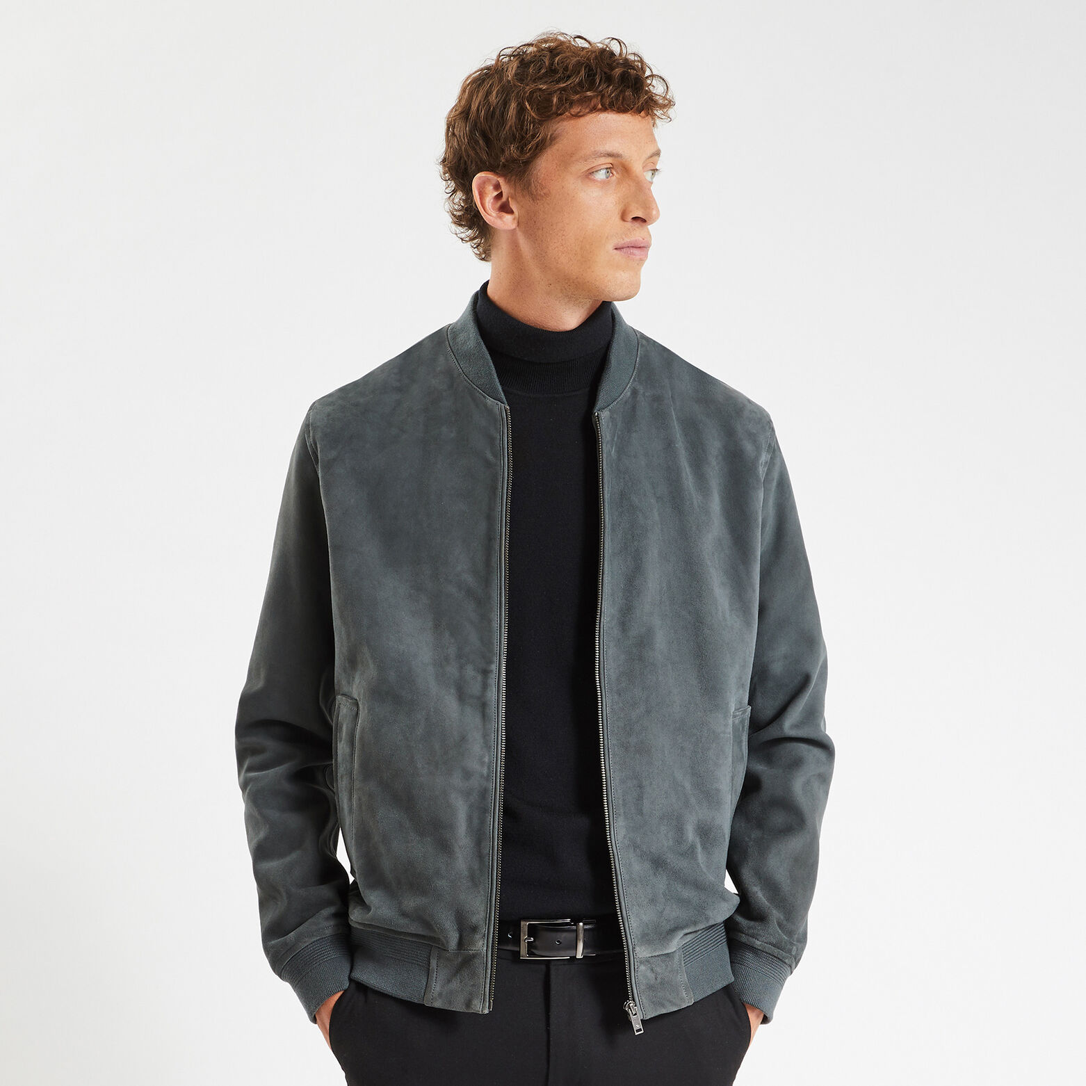 Blouson en cuir Gris foncé