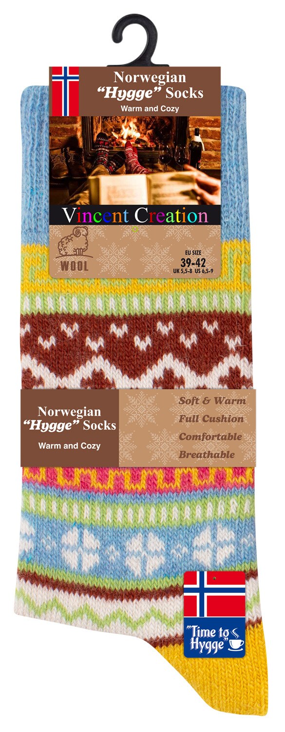 Vincent Creation® 3 Paar Bunte Norwegersocken Hygge Socken
