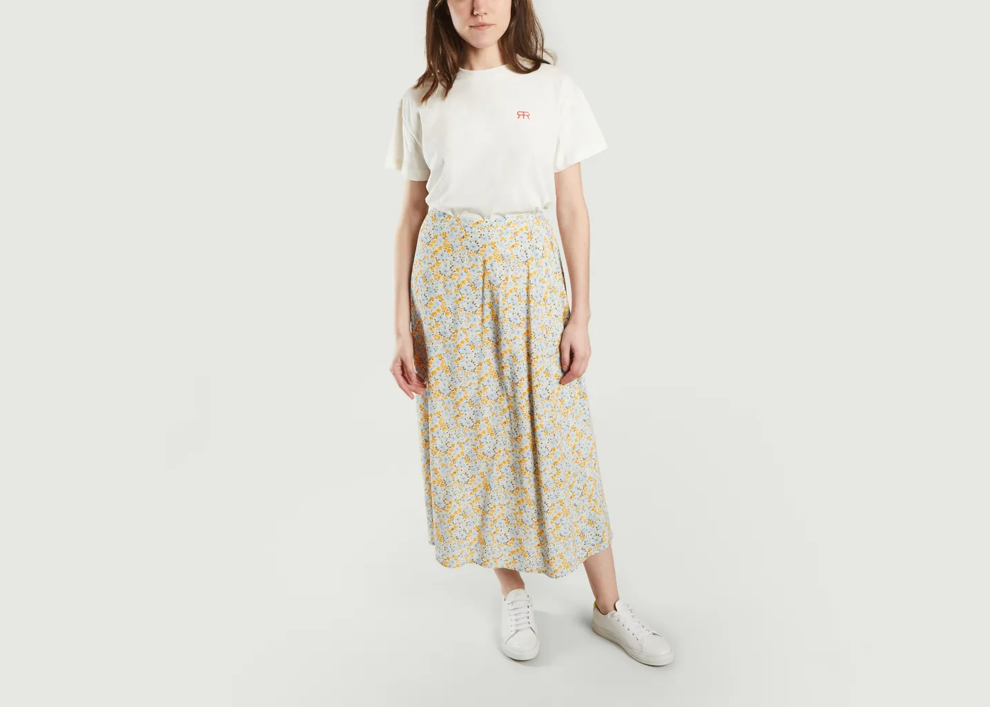 Jupe midi motif fleuri Andina Samsoe Samsoe